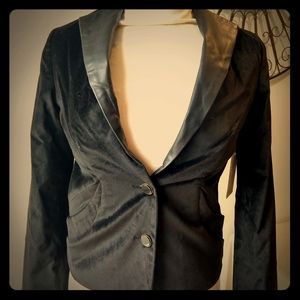 Black Velvet with faux leather collar blazer